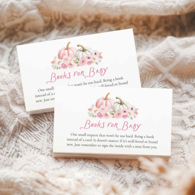 Blush Autumn Girl Books for Baby Enclosure Card (Girl Fall Baby Shower Books for Baby)