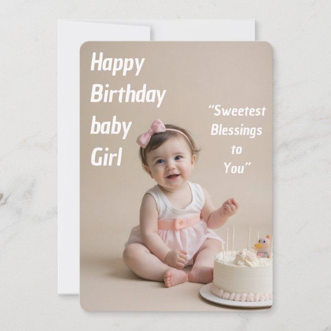 Blush Baby Birthday Girl – Instant Download Invitation (Front)