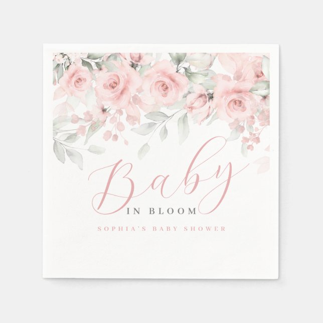 Blush Baby In Bloom Baby Shower Napkin (Front)