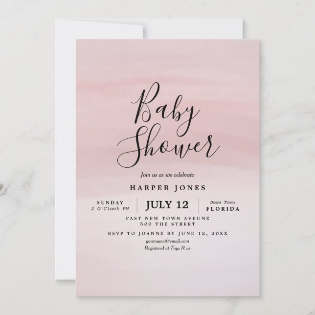 Blush  Baby Shower Invite sip & see (Front)
