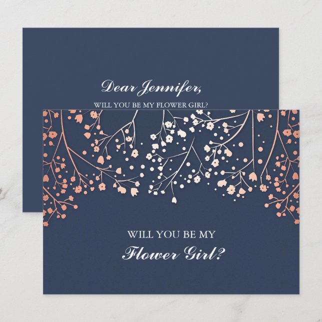 Blush Baby's Breath Wedding Flower Girl Invitation (Front/Back)