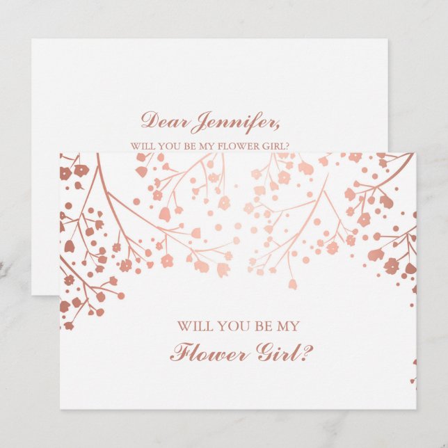 Blush Baby's Breath Wedding Flower Girl Invitation (Front/Back)