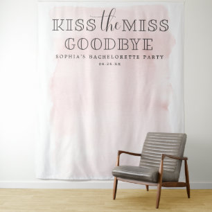 Blush Bachelorette Party Backdrop Kiss The Miss Tapestry