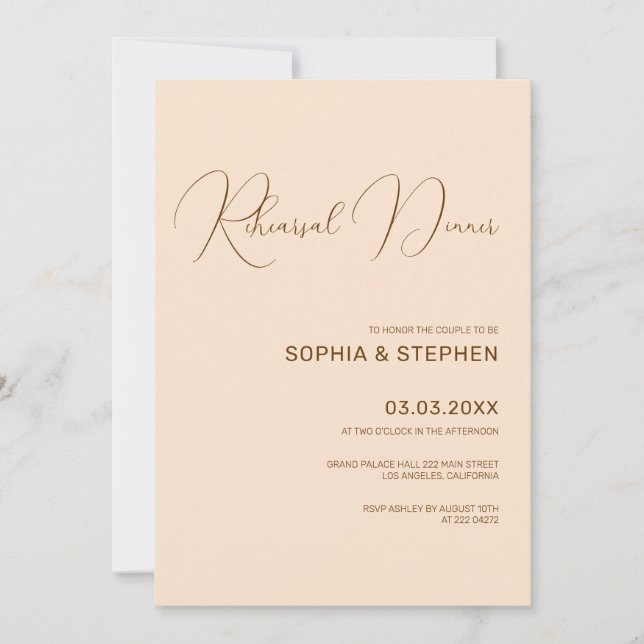 Blush Background Minimalism  Rehearsal   Invitation (Front)