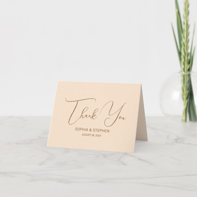 Blush Background Minimalism  Thank You Card (Front)