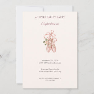 Blush Ballet Slippers Birthday Invitation