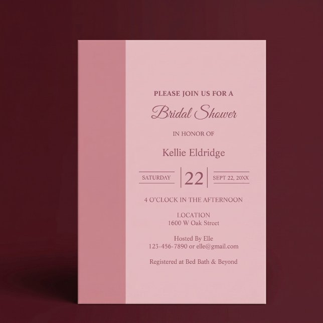 Blush Bar Minimalist Modern Bridal Shower Invitation (Creator Uploaded)