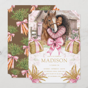 Blush Barn Horse Birthday Black Girl Invitation