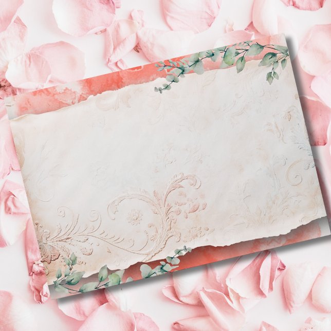 Blush Baroque Heart & Eucalyptus Romance Envelope (Creator Uploaded)