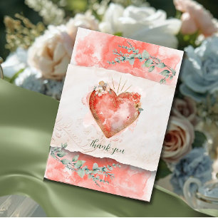Blush Baroque Heart Floral Flat Thank You Car Card