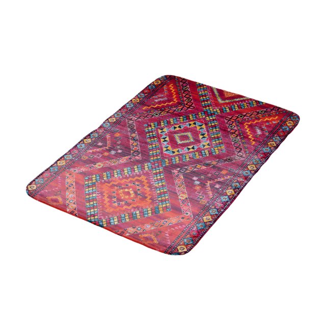 Blush Bazaar: Pink Moroccan Heritage Elegance Bath Mat (Angled)