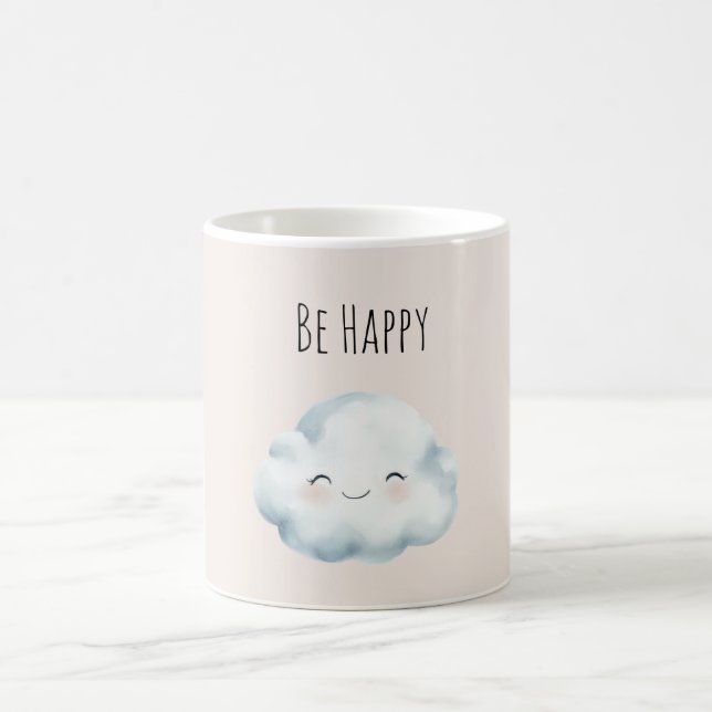 Blush Be Happy Cloud   Coffee Mug (Center)
