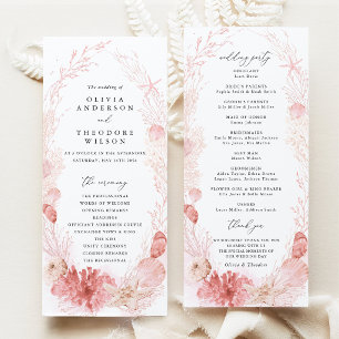 Blush Beach Coastal Seashell Wedding Ceremony Programme