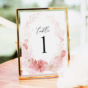 Blush Beach Coastal Seashell Wedding Table Numbers