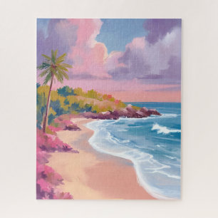 Blush Beach   Pink Ocean Painting Jigsaw Puzzle