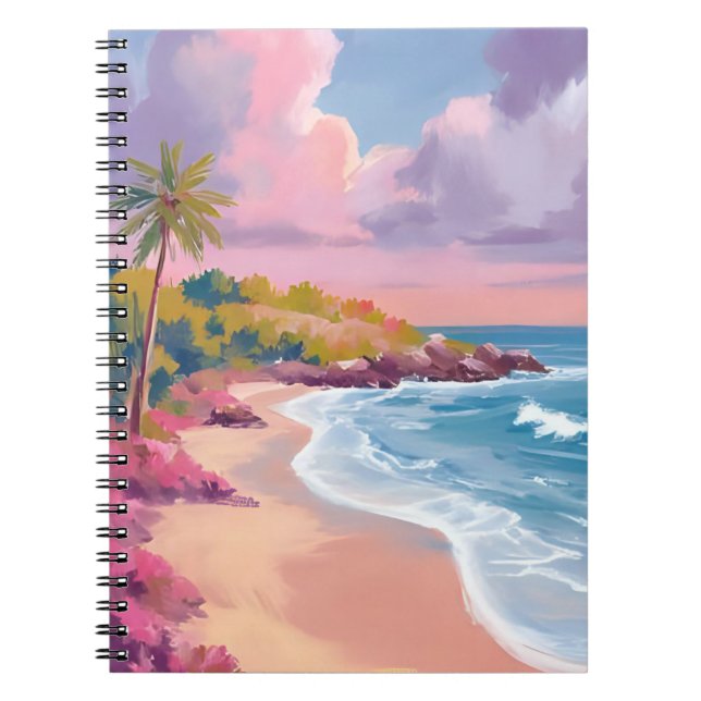 Blush Beach | Pink Ocean Painting Notebook (Front)