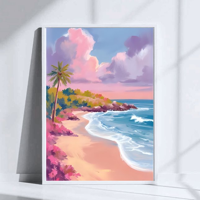 Blush Beach | Pink Ocean Painting Poster (Creator Uploaded)