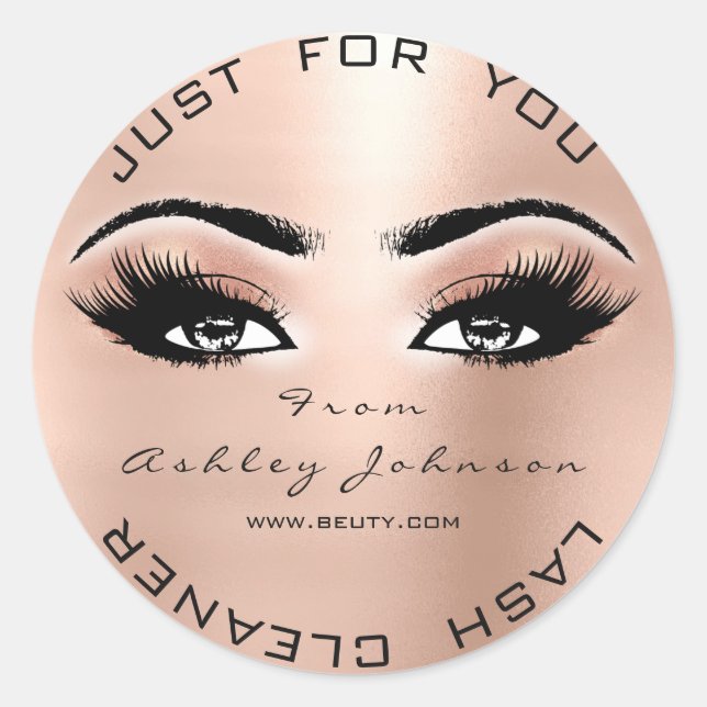 Blush Beauty Glitter Coral Lash Makeup Cleaner Classic Round Sticker (Front)
