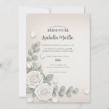 Blush Beige Floral Bridal Shower Invitation Card
