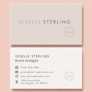 Blush Beige Modern Minimalist Monogram Luxury  Business Card