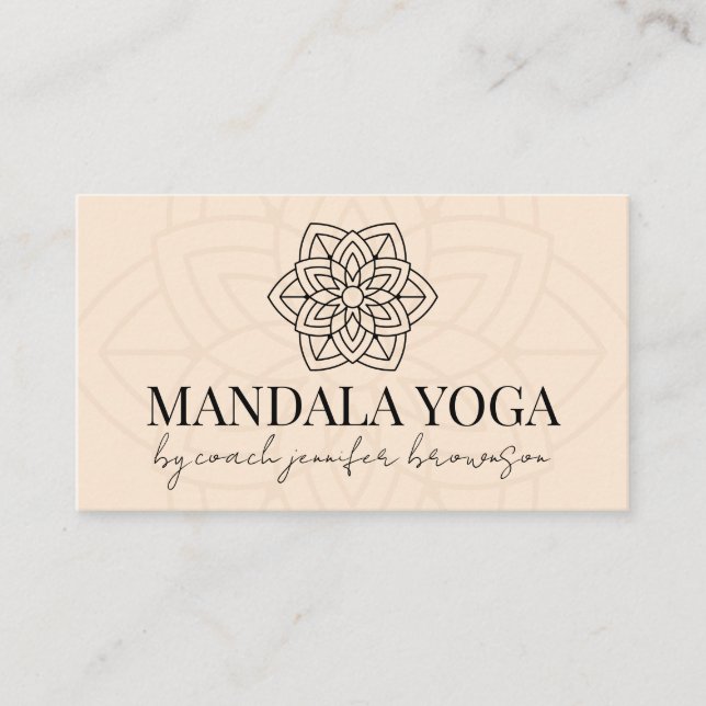 Blush Beige Spiritual Yoga Mandala Business Card (Front)