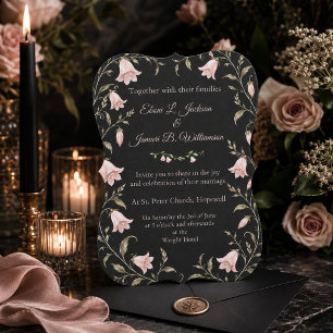 Blush Bellflower Midnight Garden Wedding Invitation