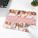 Blush | Best Friends Photo Collage Mouse Mat<br><div class="desc">Celebrate friendship with your besties with this cool photo collage mousepad featuring 6 favourite photos,  with “best friends” in the centre in white hand lettered calligraphy script lettering on a blush pink background.</div>