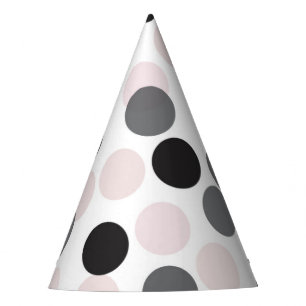 Blush & Black Festive Polka Dots Confetti Party Hat