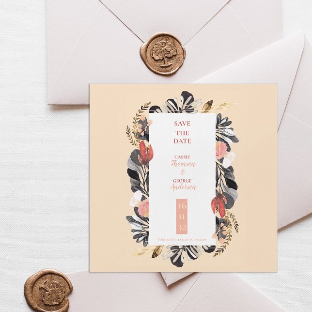 Blush Black Floral Romantic Wedding Save the Date (Blush Black Floral Romantic Wedding Save the Date)
