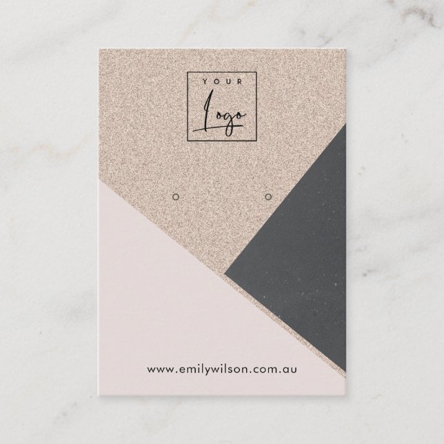  Blush Black Glitter Ceramic Earring Display Logo Business Card (Front)
