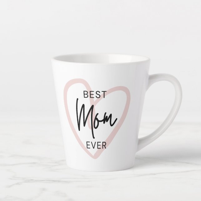 Blush Black Handwriting Modern Simple Heart  Latte Mug (Right)