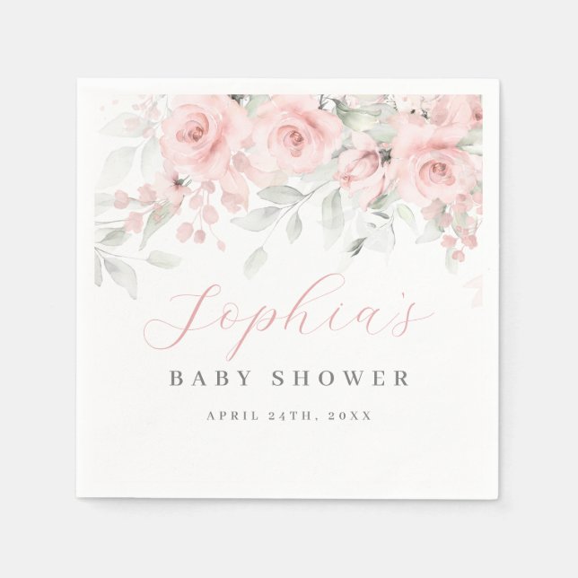 Blush Bloom Baby Shower Napkin (Front)