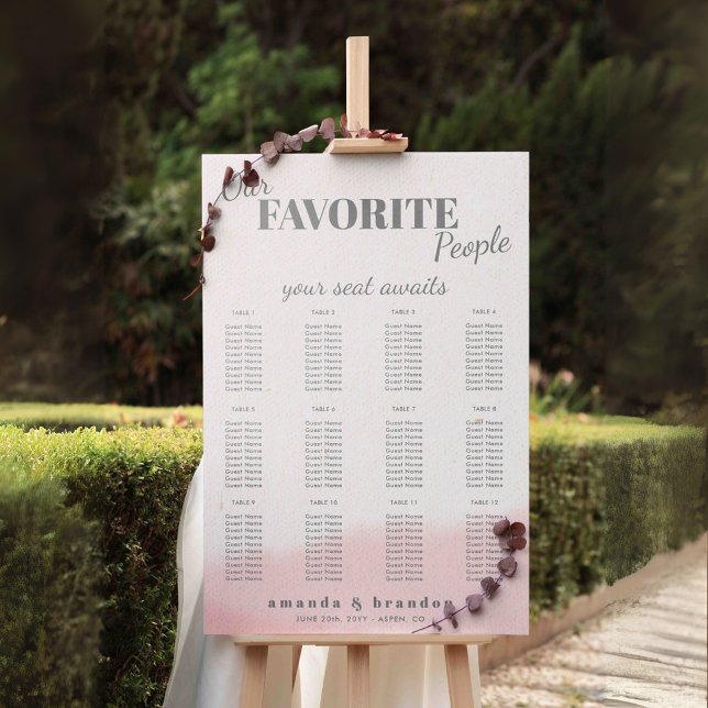 Blush & Bloom Bold Script Wedding Seating Chart (Creator Uploaded)