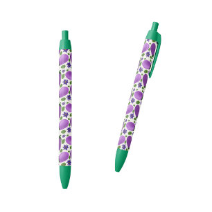 Blush & Bloom Eggplant Collection – Ivory Glow Black Ink Pen