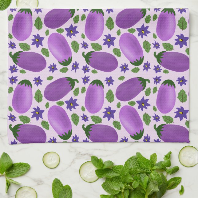 Blush & Bloom Eggplant Collection – Soft Lilac Tea Towel (Folded)