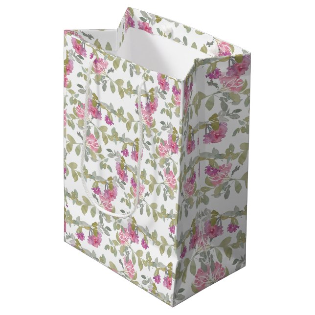 Blush Bloom Elegance Medium Gift Bag (Front Angled)