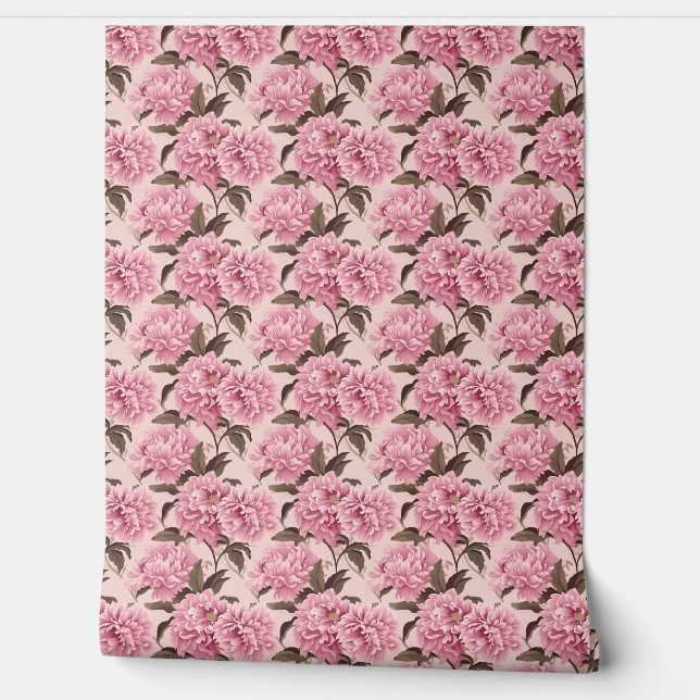 Blush Bloom Elegance Mini - Blush Pink and Taupe Wallpaper (Unrolling)