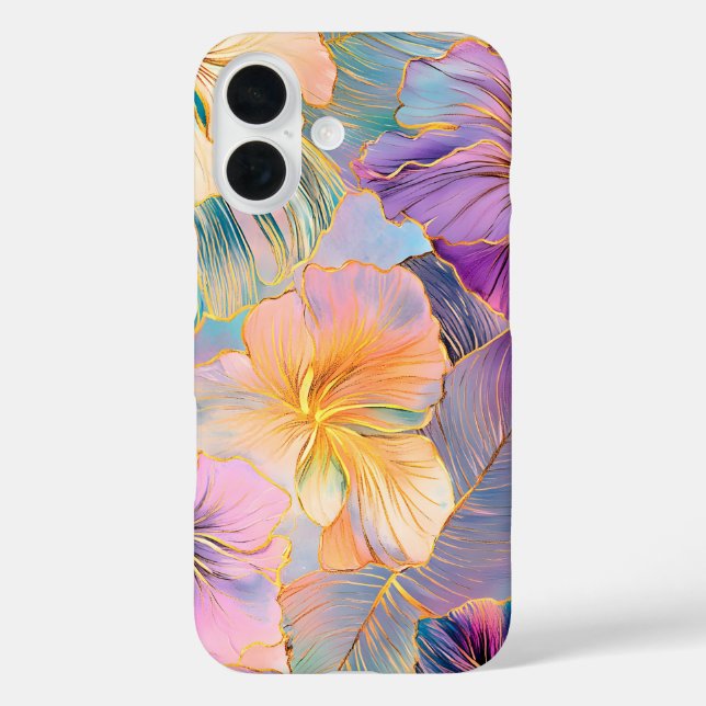 Blush Bloom Exotic Leaves Flower Case-Mate iPhone Case (Back)