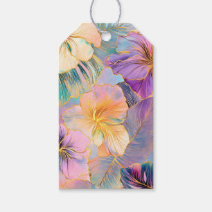 Blush Bloom Exotic Leaves Flower Gift Tags