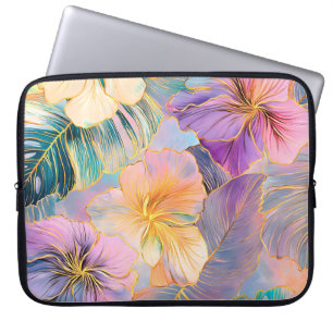 Blush Bloom Exotic Leaves Flower Laptop Sleeve