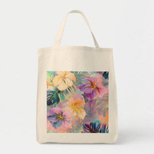 Blush Bloom Exotic Leaves Flower Tote Bag