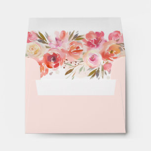 Blush Bloom Floral Wedding with Address RSVP Envelope