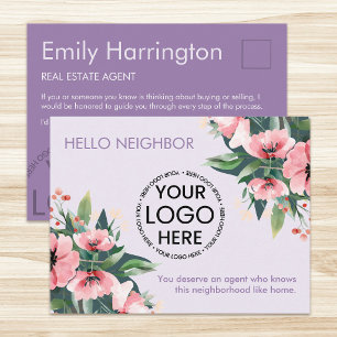 Blush Bloom Introduction Mauve Real Estate Agent Postcard