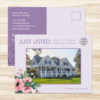 Blush Bloom Just Listed Mauve Real Estate Agent Postcard