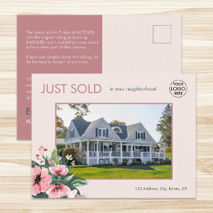 Blush Bloom Just Sold Rose Real Estate Agent Postcard