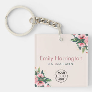 Blush Bloom Rose Real Estate Agent Key Ring