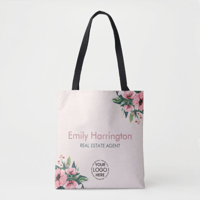 Blush Bloom Rose Real Estate Agent Tote Bag (Front)