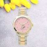 Blush Bloom Signature Watch<br><div class="desc">Elevate your style with our Blush Bloom Signature Watch—a flawless fusion of elegance and personalisation that enhances any outfit. This exquisite timepiece showcases a delicate script font, featuring your first initial and full name, creating a truly one-of-a-kind accessory. Meticulously crafted with premium materials, this watch is designed for enduring quality,...</div>