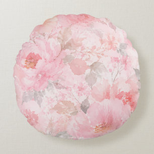 Blush Bloom Watercolor Floral Round Cushion