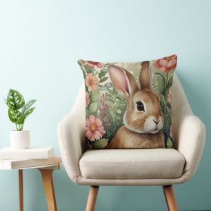 Blush Blooms and Bunny Cushion